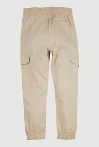 Boys Drawstring D Ring Cargo Joggers, Khaki, Size 18