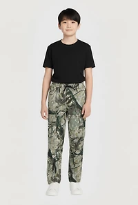 Boys Camo Twill Ruched Pull On Cargo Pants