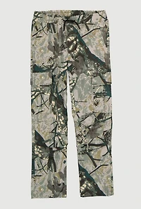 Boys Camo Twill Ruched Pull On Cargo Pants