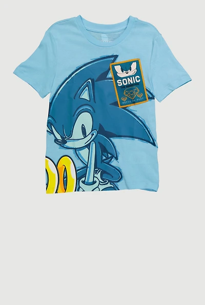 Little Boys Sonic The Hedgehog Graphic Tee, Blue, Size 6-7