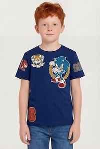 Little Boys Chenille Sonic Patch Graphic Tee