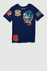 Little Boys Chenille Sonic Patch Graphic Tee