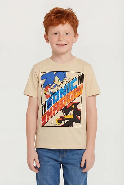 Little Boys Chenille Sonic and Shadow Graphic Tee