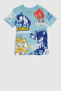 Little Boys Sonic Knuckles and Tails Graffiti Graphic Tee