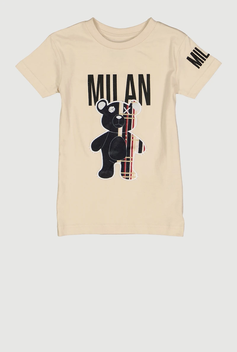 Little Boys Milan Graphic Tee, Beige, Size 5