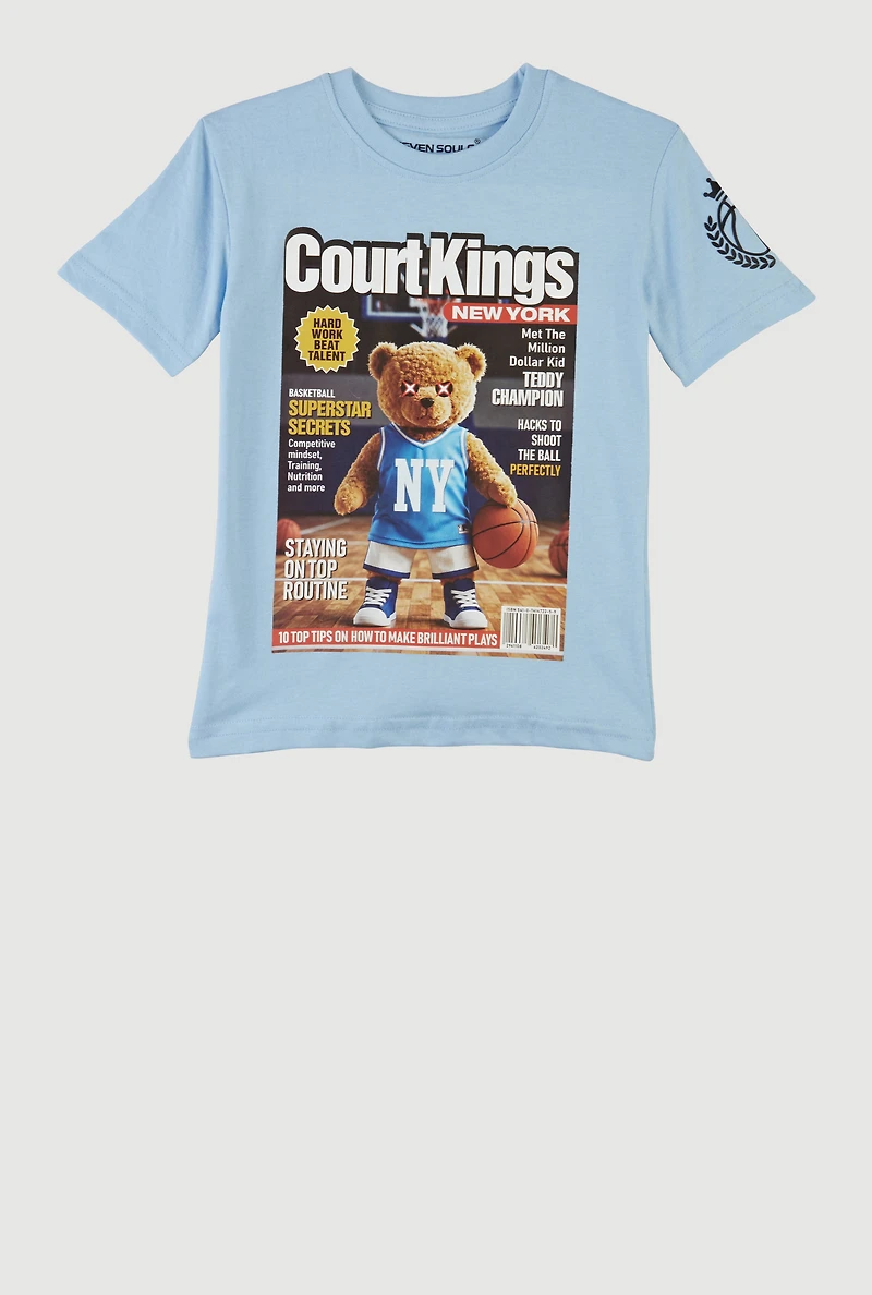Little Boys Court Kings Graphic Tee