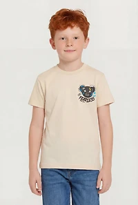 Little Boys Young and Fearless Bear Graphic Tee
