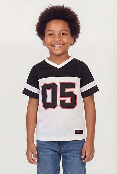 Little Boys Contrast Trim 05 Graphic Mesh Football Jersey