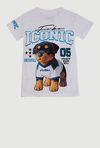 Little Boys Iconic Dog Velvet Patch Graphic Tee