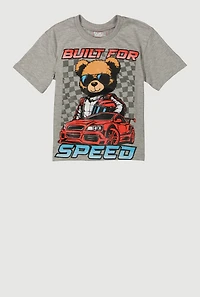 Little Boys Built For Speed Bear Tee