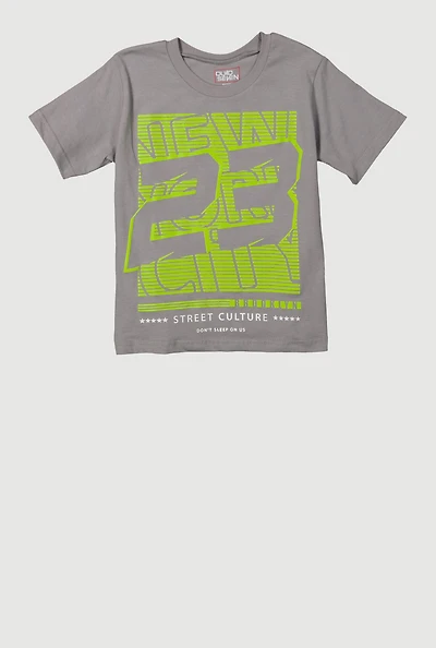 Little Boys Brooklyn Street Culture Graphic Tee, Grey, Size 5-6