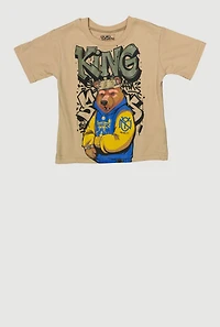 Little Boys King Graffiti Graphic Tee, Beige, Size 5-6