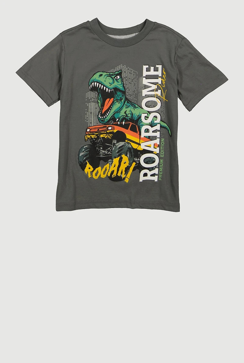 Little Boys Roarsome Rider Dinosaur Graphic Tee