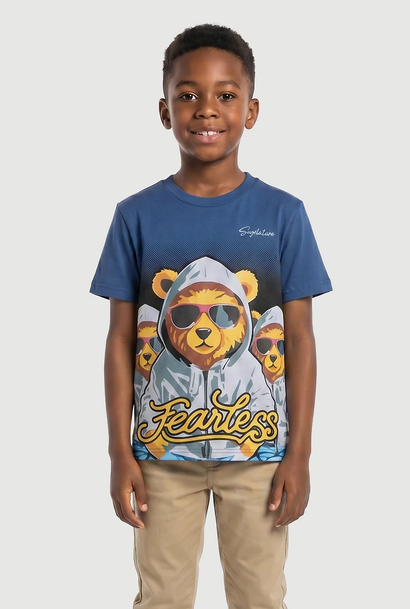 Little Boys Signature Bear Fearless Graphic Tee