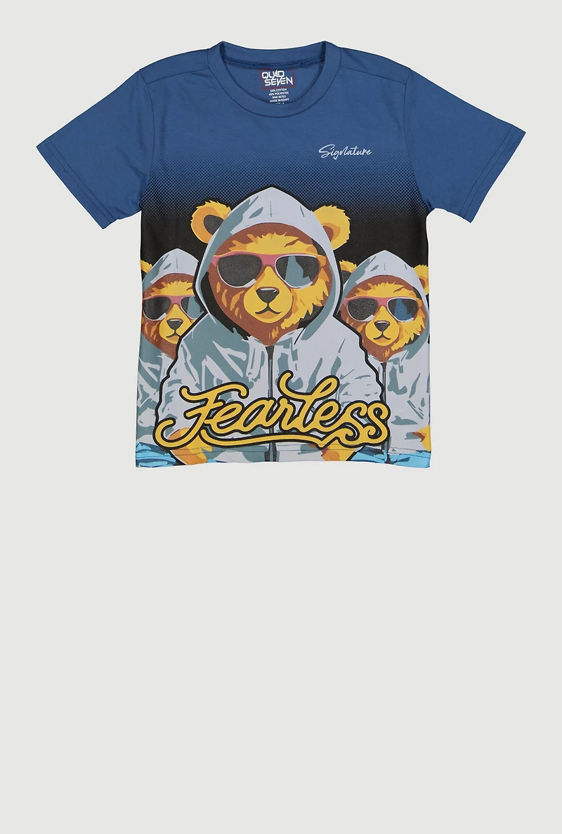 Little Boys Signature Bear Fearless Graphic Tee