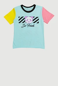 Little Boys Panda So Fresh Graphic Crew Neck T Shirt, Multi, Size 7