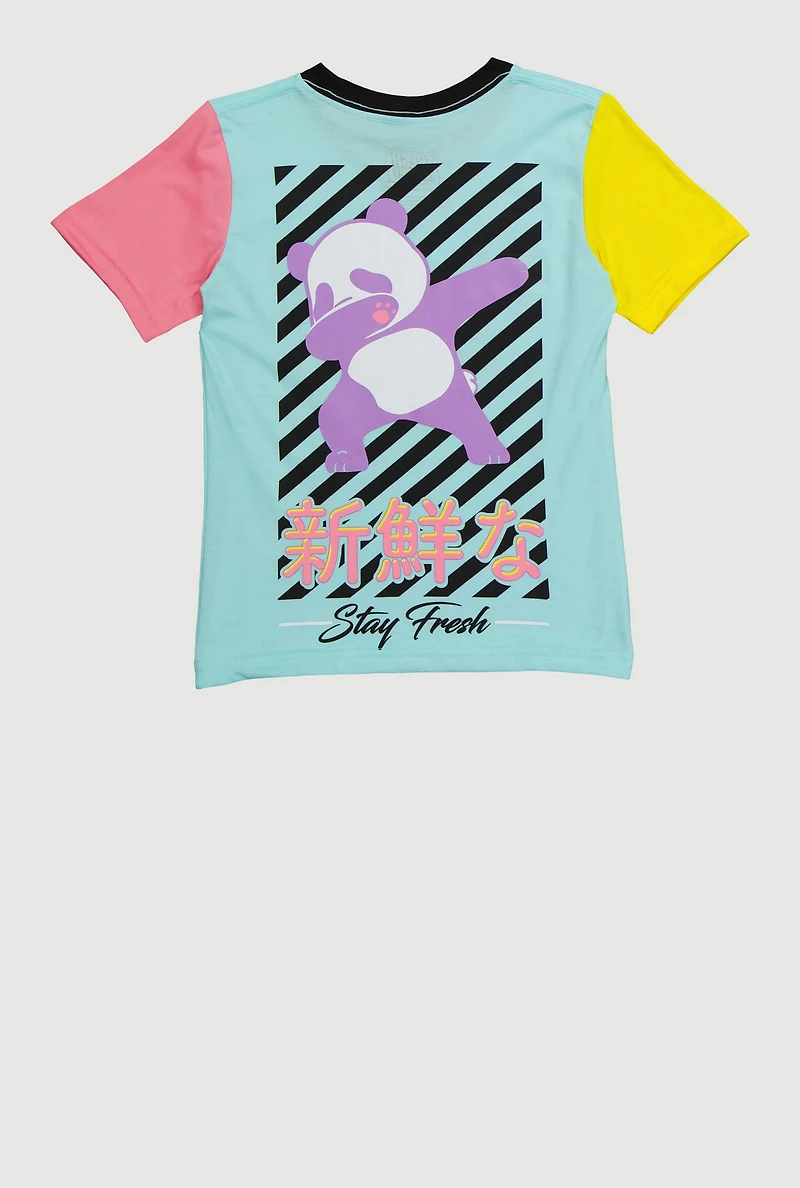 Little Boys Panda So Fresh Graphic Crew Neck T Shirt
