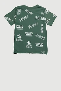 Little Boys Savage Teddy Graphic Crew Neck T Shirt, Green, Size 5-6