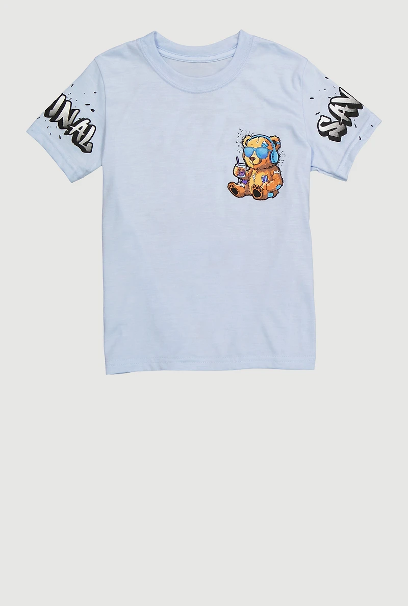 Little Boys Cant Stop My Drip Graphic Tee, Blue, Size 4