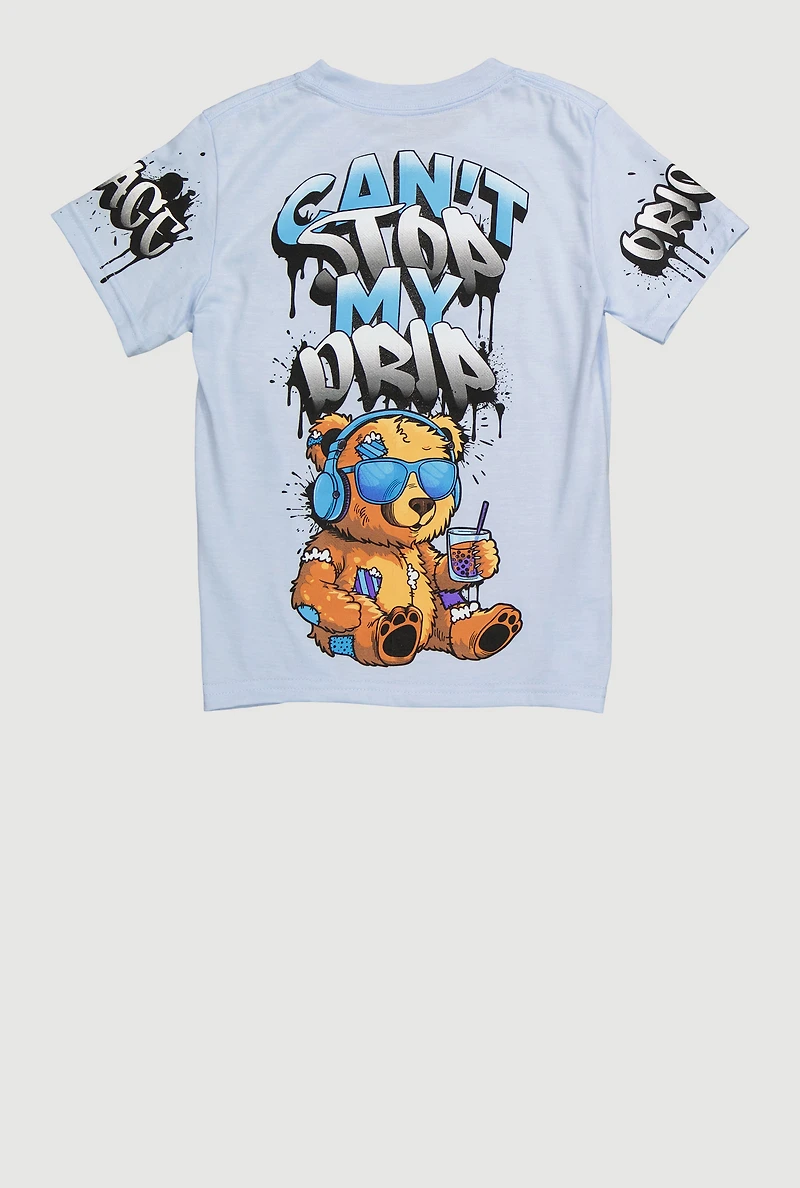 Little Boys Cant Stop My Drip Graphic Tee, Blue, Size 5-6
