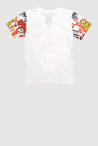 Little Boys Graffiti Print Crew Neck T-Shirt, Multi, Size 5-6