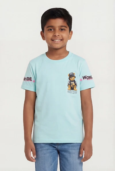 Little Boys Good Vibes Worldwide Graphic Tee