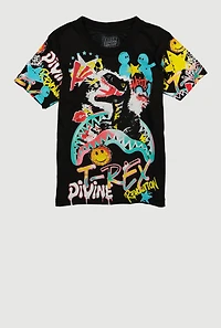 Little Boys T Rex Divine Revolution Graffiti Graphic Tee