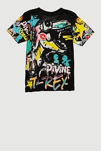 Little Boys T Rex Divine Revolution Graffiti Graphic Tee