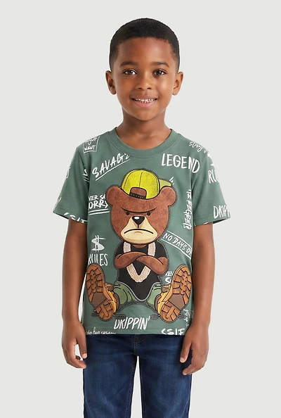 Little Boys Angry Bear Graphic T-Shirt