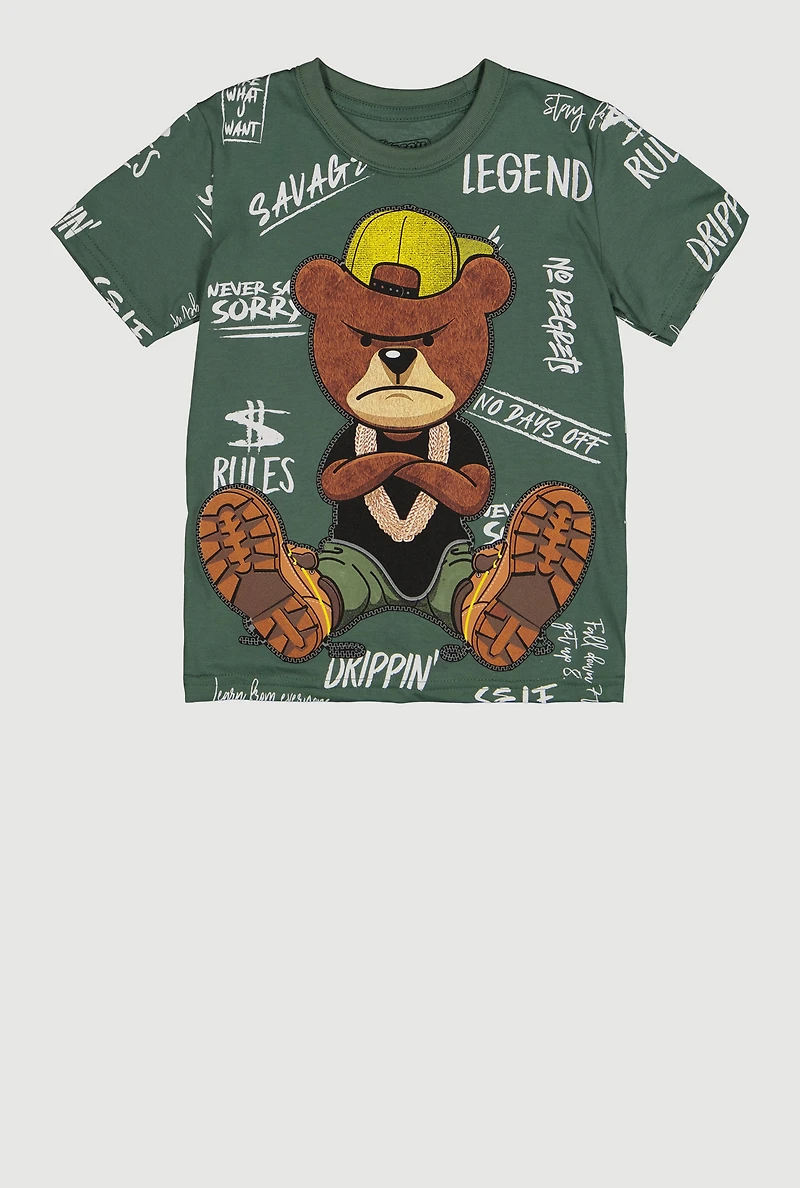 Little Boys Angry Bear Graphic T-Shirt