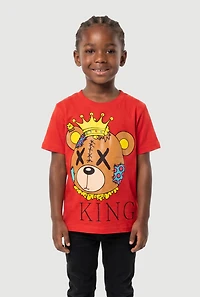 Little Boys King Bear Graphic T-Shirt