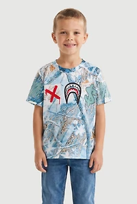 Little Boys Sharkbite Graphic Winter Forest Camo Tee