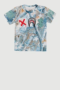 Little Boys Sharkbite Graphic Winter Forest Camo Tee