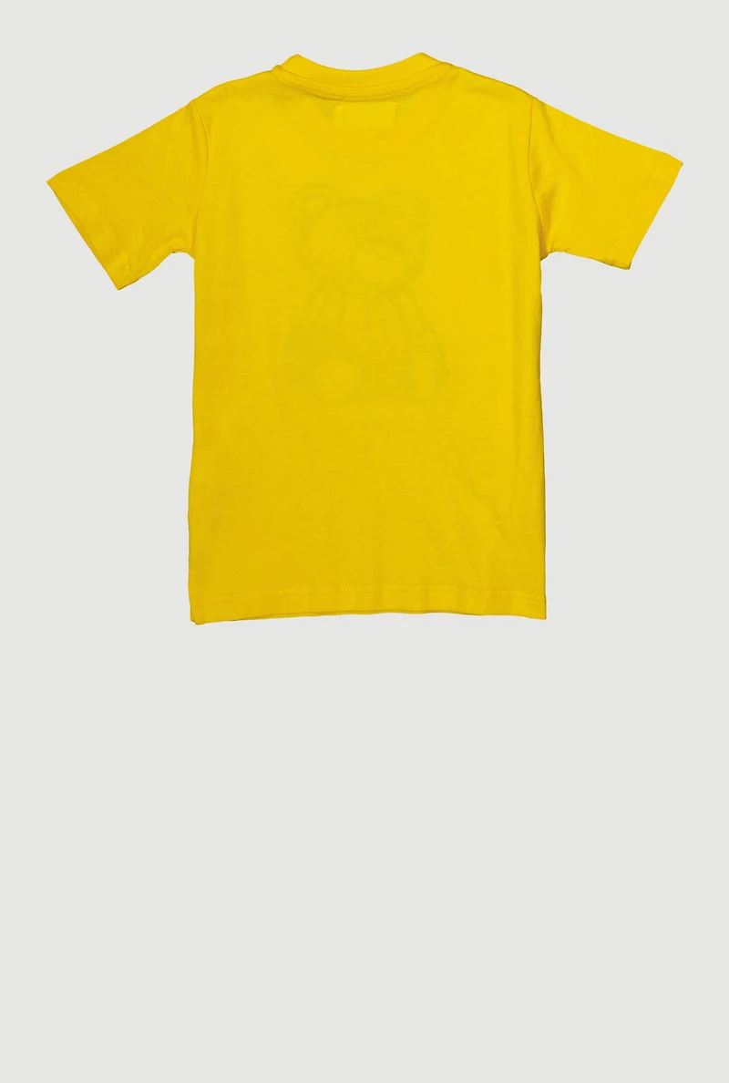 Little Boys Embroidered Graffiti Bear Tee, Yellow,