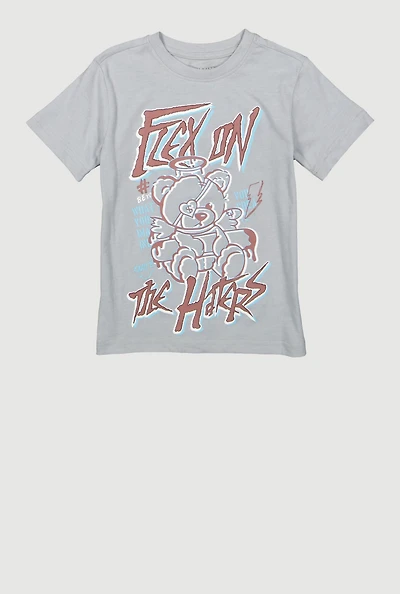 Little Boys Flex On The Haters Graphic Tee, Grey, Size 7
