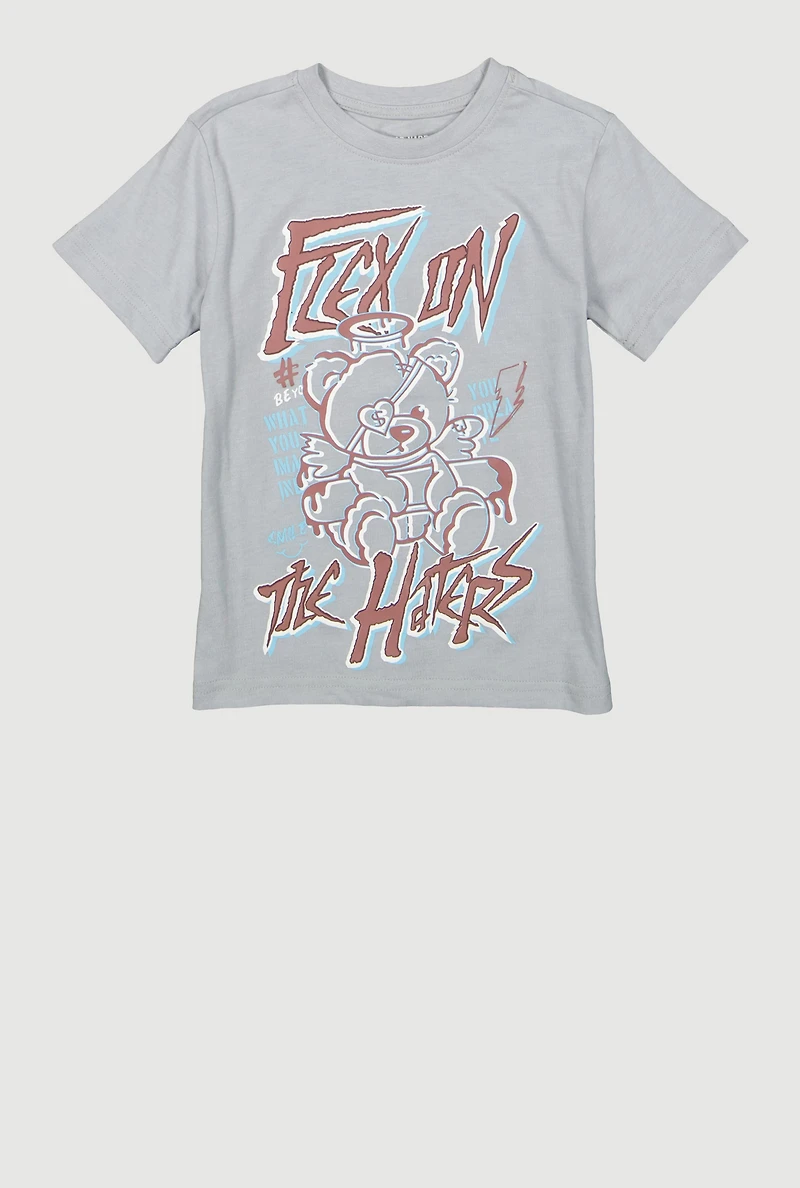 Little Boys Flex On The Haters Graphic Tee, Grey, Size 6