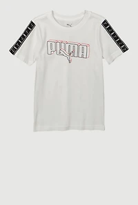 Little Boys Puma Sleeve Graphic Tee, White, Size 7