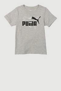 Little Boys Puma Logo Graphic Print Tee, Grey, Size 7