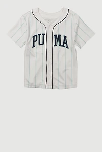 Littlle Boys Puma Striped Baseball Tee, White, Size 6