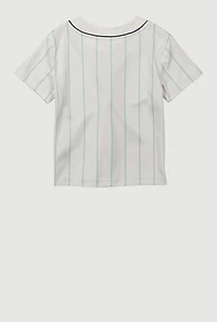 Littlle Boys Puma Striped Baseball Tee, White, Size 4
