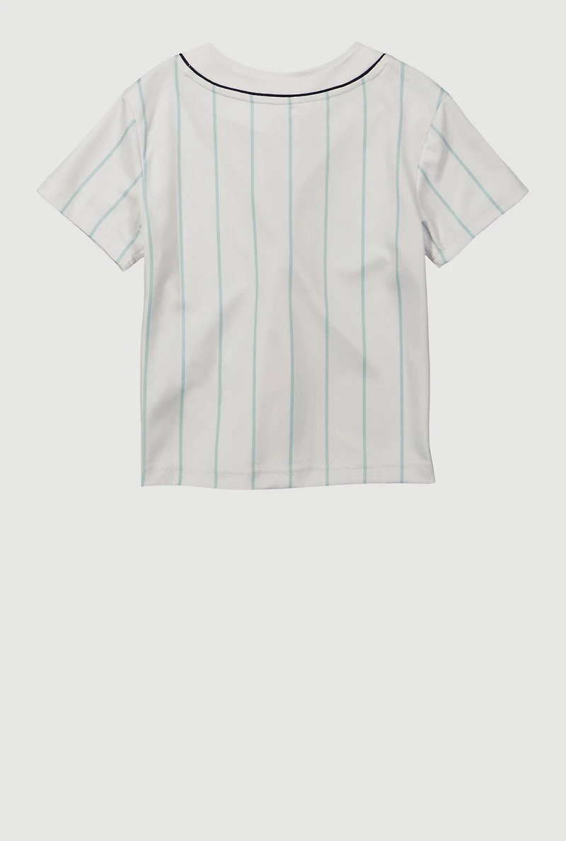 Littlle Boys Puma Striped Baseball Tee, White, Size 6