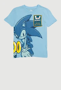 Boys Sonic The Hedgehog Crew Neck Graphic Tee, Blue, Size 10-12