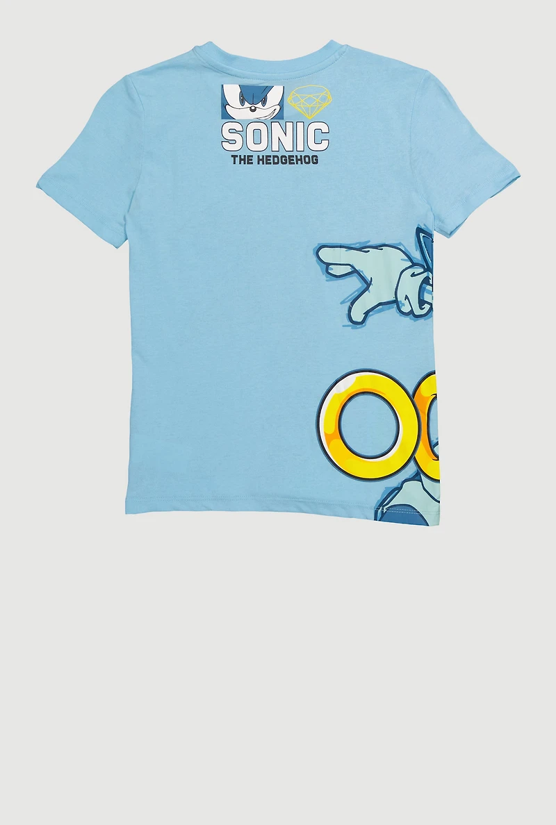 Boys Sonic The Hedgehog Crew Neck Graphic Tee, Blue, Size 10-12