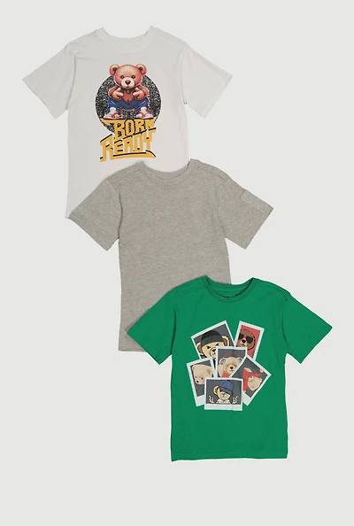 Boys Born Ready Bear Tees 3 Pack