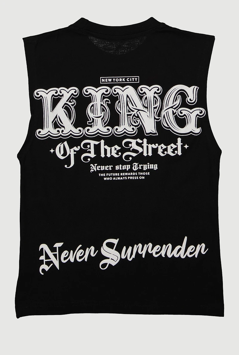 Boys Never Surrender Your Dreams Muscle Tee, Black, Size 8