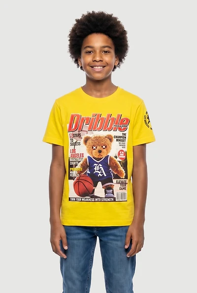 Boys Dribble Teddy Bear Graphic Tee