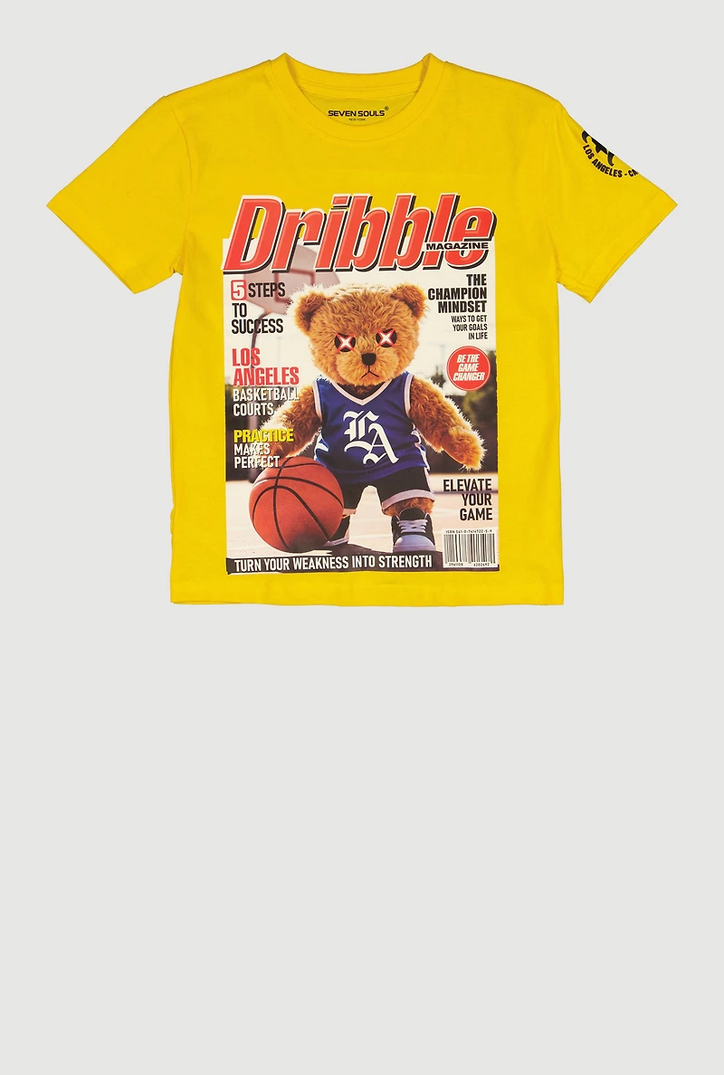 Boys Dribble Teddy Bear Graphic Tee