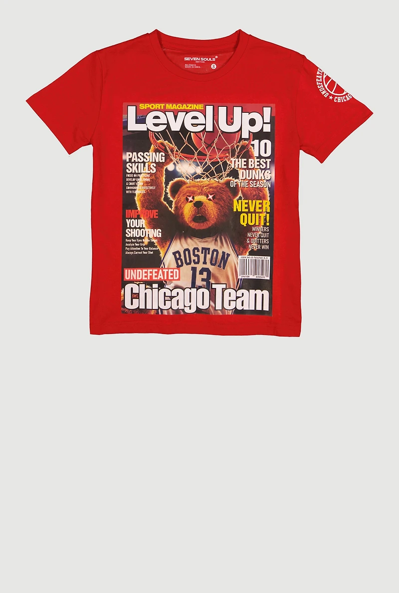 Boys Level Up Teddy Bear Graphic Tee