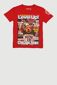 Boys Level Up Teddy Bear Graphic Tee