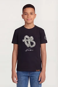 Boys Rhinestone Graphic Patch Logo T-Shirt